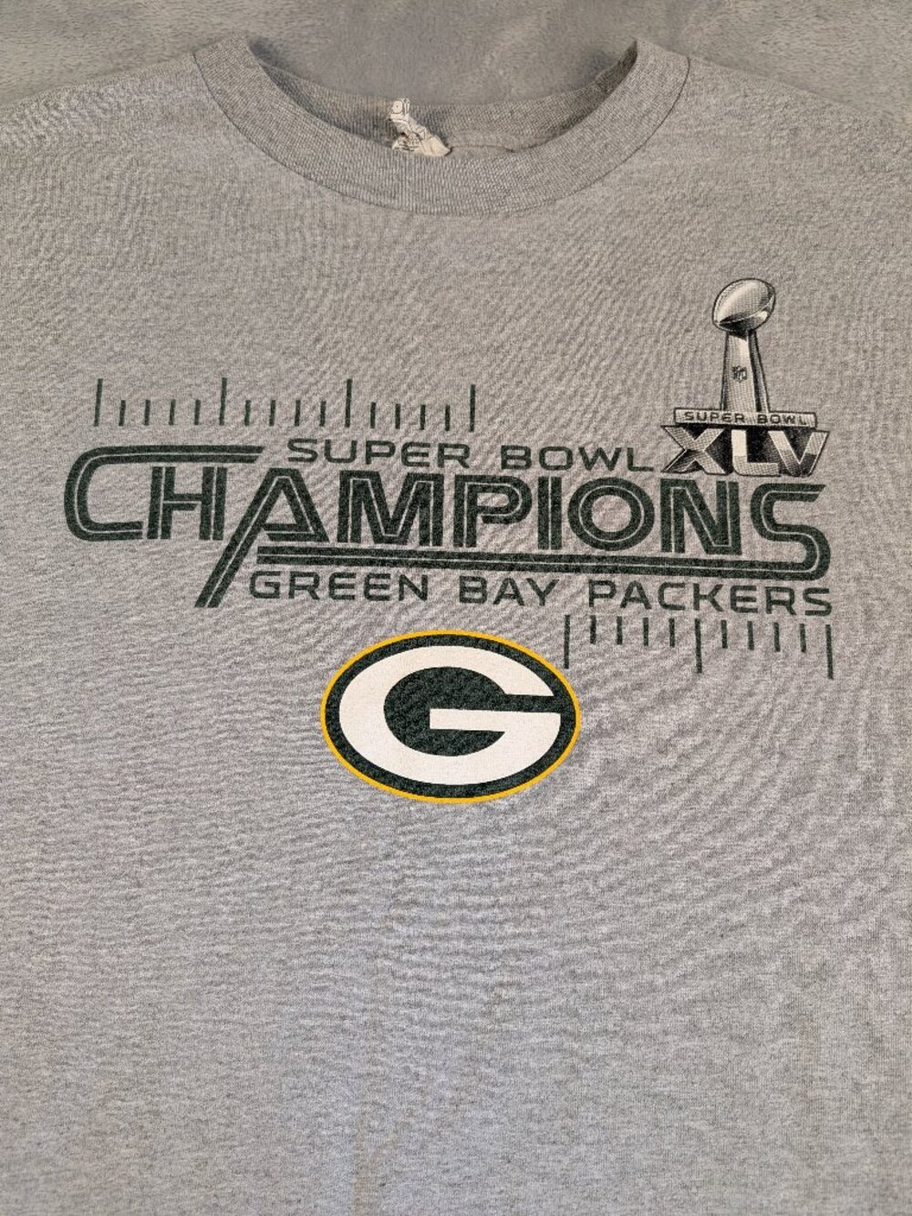 Green Bay Packers 2011 Super Bowl XLV Champions Shirt – Gray Long Sleeve – Large
